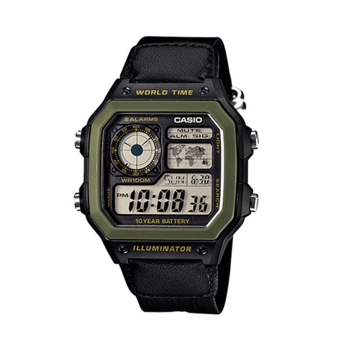 카시오 군인 시계 군대 전자 스포츠 AE-1200WHB-1B