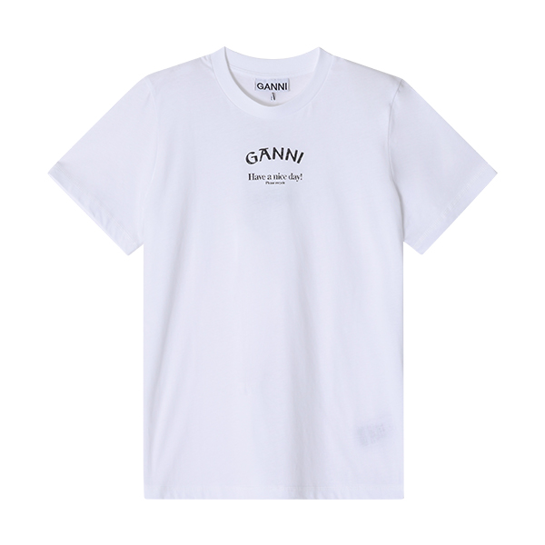 가니 GANNI 반팔 티셔츠 여성 로고 레터링 T3561 151
