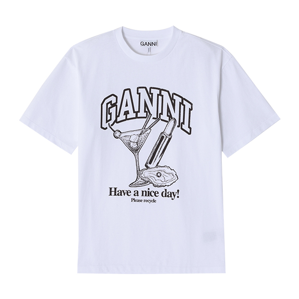가니 GANNI 반팔 티셔츠 여성 로고 칵테일 T3878 151