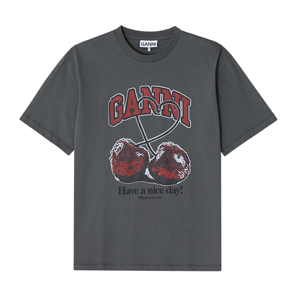 가니 GANNI 반팔 티셔츠 여성 로고 체리 T3879 490